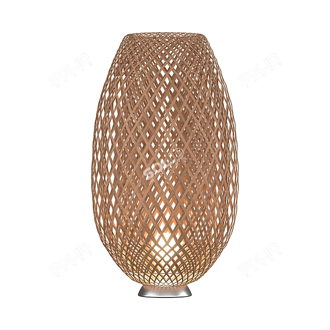 Handcrafted Wooden Wicker Lamp 3D model image 2