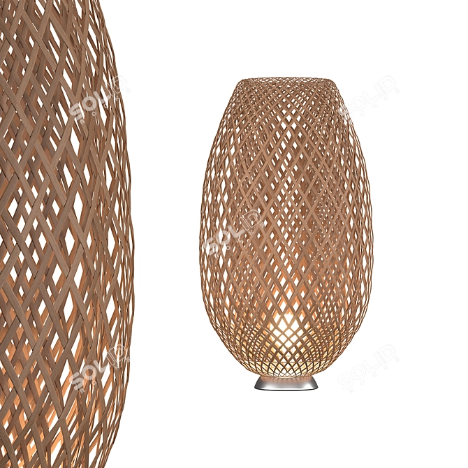 Handcrafted Wooden Wicker Lamp 3D model image 3