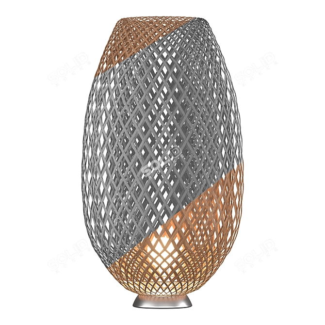 Handcrafted Wooden Wicker Lamp 3D model image 4