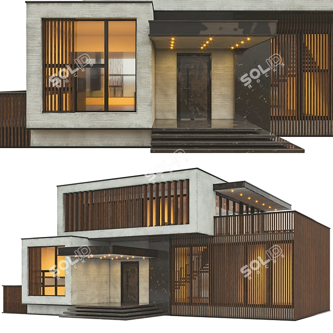 Contemporary White Villa: Modern Duplex with Spacious Interiors 3D model image 1