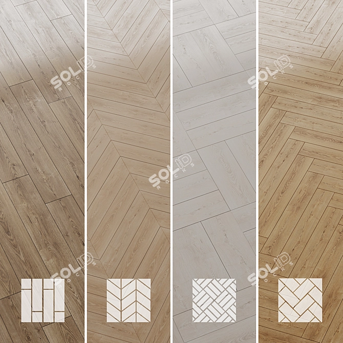 Sterling Oak Wood Flooring Set 3D model image 4