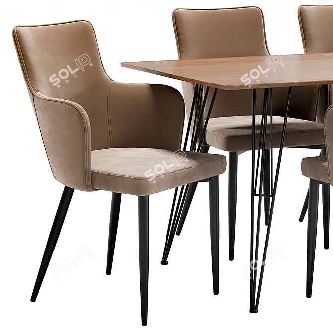 Modern Benza Dining Chair and Russo Table Set 3D model image 4