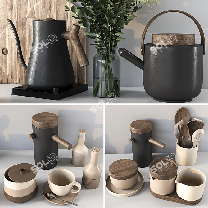 Elegant Kitchen Accessories Set 3D model image 4