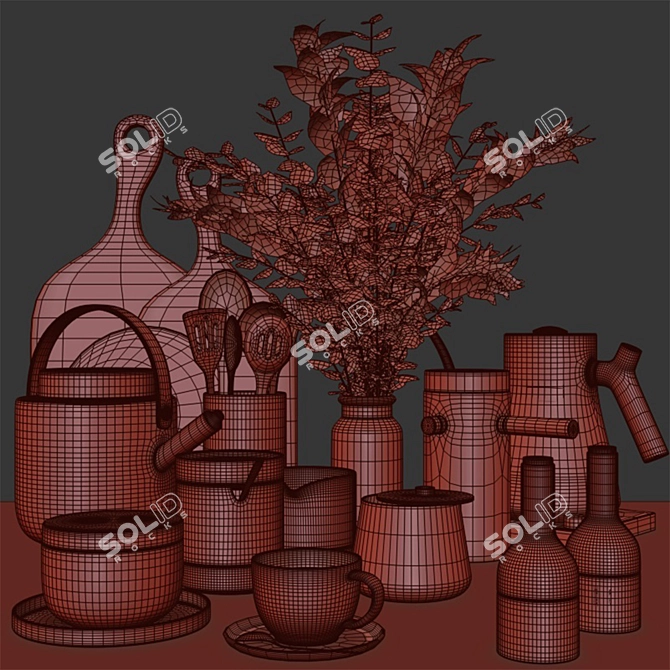 Elegant Kitchen Accessories Set 3D model image 5