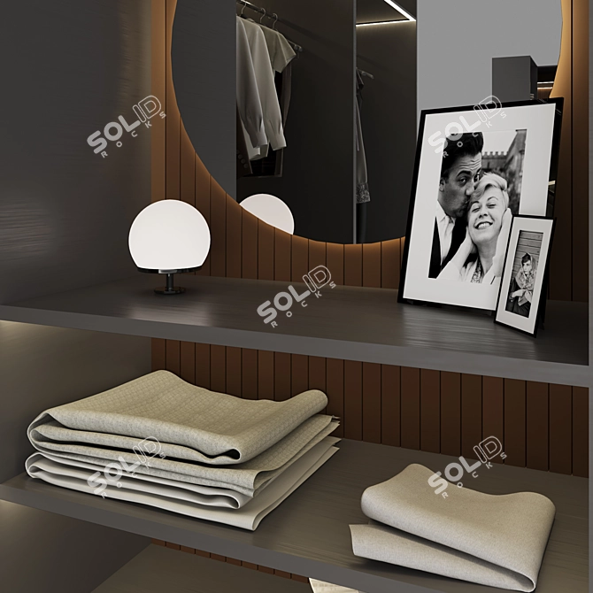 Luxury Brown Glass Door Walk-in Wardrobe 3D model image 6