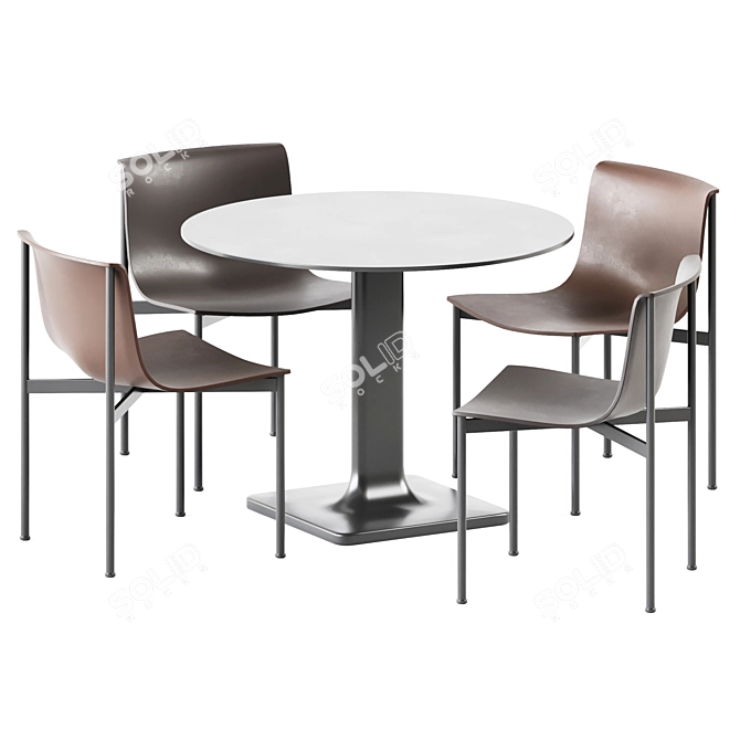 Modern Minimalist Table Set 3D model image 1