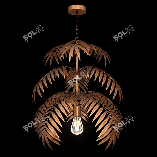 Bronze Coconut Leaf Lamp 3D model image 2