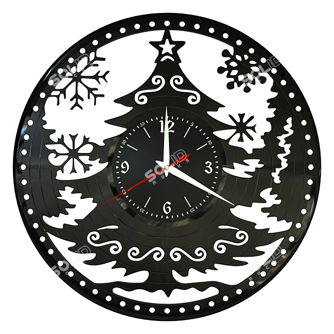 Vinyl New Year Clock: Festive Timepiece 3D model image 1