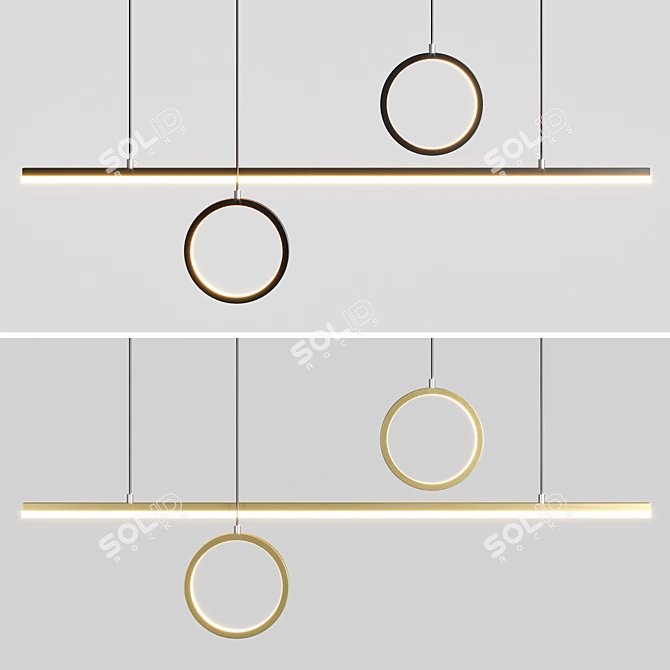 Sleek LED Kitchen Chandelier 3D model image 2