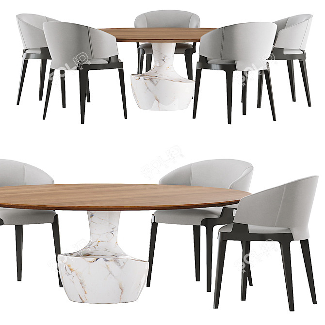 Elegant Potocco Velis Dining Table 3D model image 3