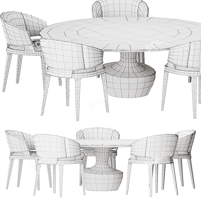 Elegant Potocco Velis Dining Table 3D model image 5