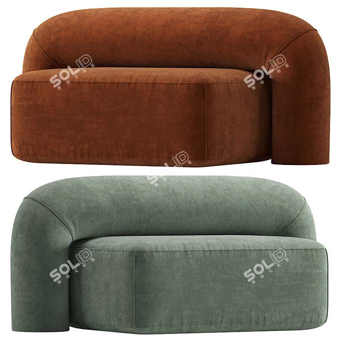 Luxurious Comfort: Artu Velvet and Leather Sofa Moss 3D model image 4