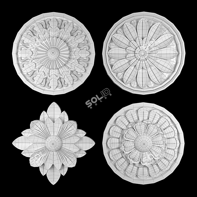 Elegant Rosettes 13 - Gold-Gypsum Blend 3D model image 4