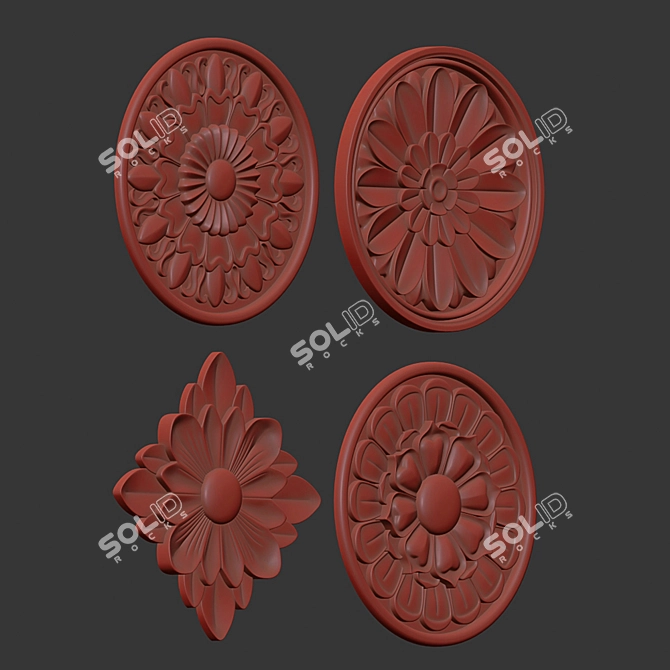 Elegant Rosettes 13 - Gold-Gypsum Blend 3D model image 5