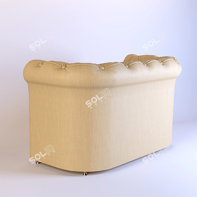 Classic Chesterfield Sofa - Beige Fabric 3D model image 2