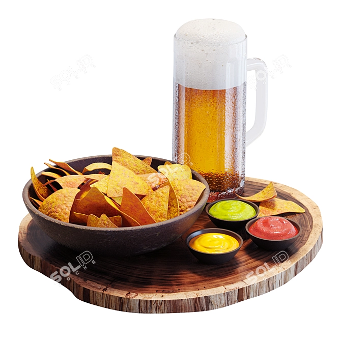 Delicious Chips & Beer Feast 3D model image 1