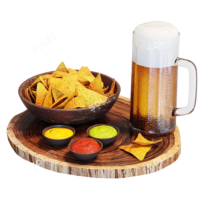 Delicious Chips & Beer Feast 3D model image 2
