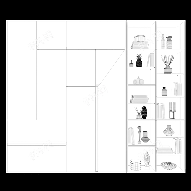 Title: Modern Integrated Handle Wardrobes 3D model image 6