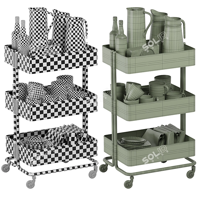 Ikea Kitchen Storage Cart 3D model image 4