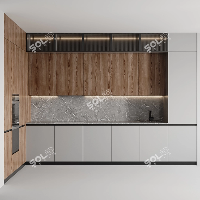 Sleek Modern Kitchen-002 3D model image 2