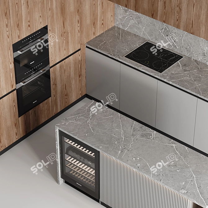 Sleek Modern Kitchen-002 3D model image 4