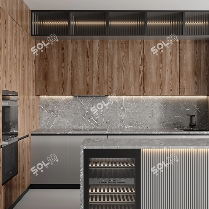 Sleek Modern Kitchen-002 3D model image 5