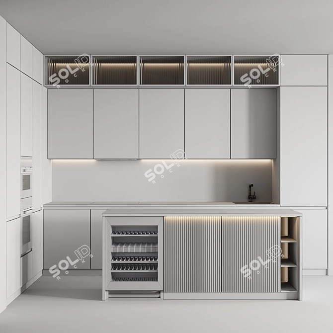 Sleek Modern Kitchen-002 3D model image 7