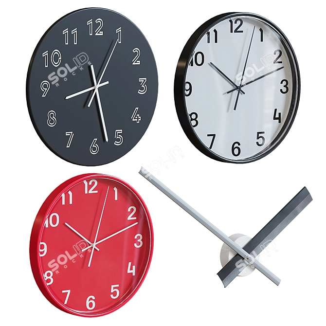 Unique Modern Wall Clocks: Tunnis, Pluttis & Pipskaft 3D model image 3