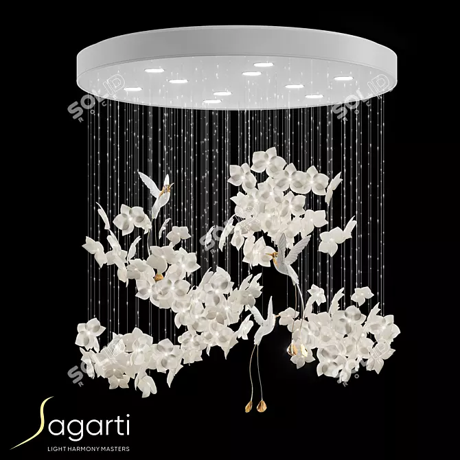 Sagarti Ellea Chandelier - White Circle Design 3D model image 1