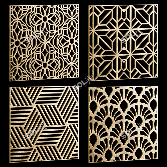 Decorative Square Panels Set 3D model image 1