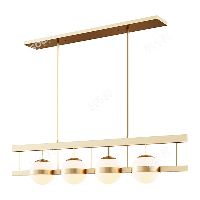 Antique Brass Chandelier with White Glass  3D model image 1