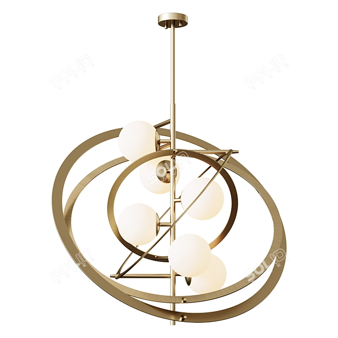 Antique Brass Chandelier: Elegant Lighting Fixture 3D model image 1