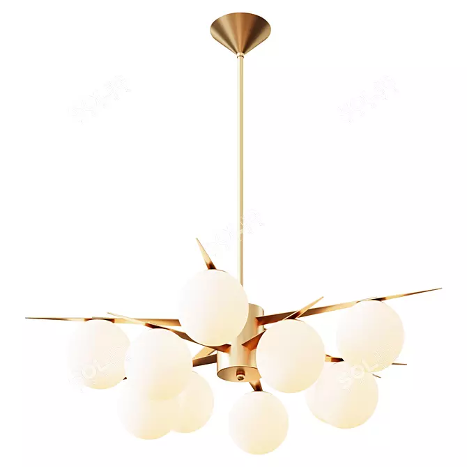 Elegant Antique Brass Chandelier 3D model image 1