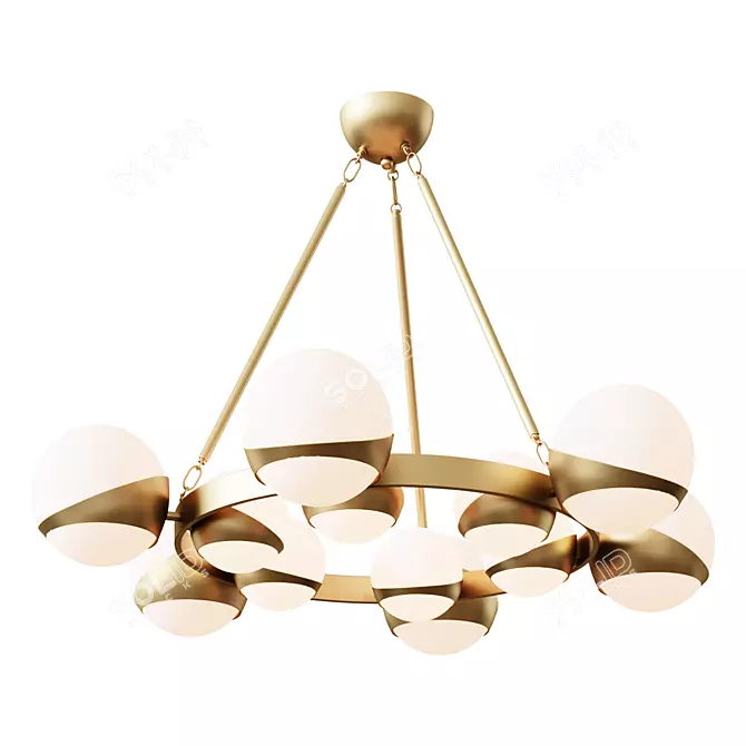 Elegant Antique Brass Chandelier 3D model image 1