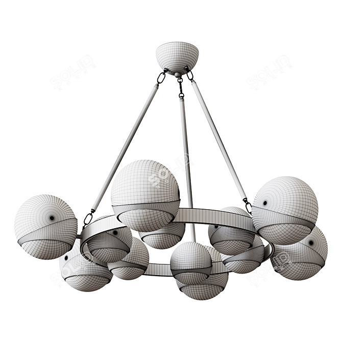 Elegant Antique Brass Chandelier 3D model image 2