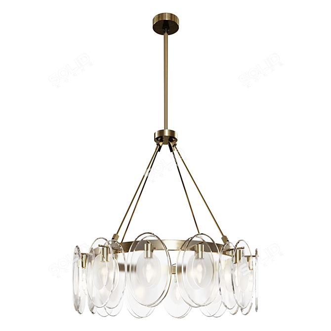 Antique Brass Bevelled Glass Chandelier 3D model image 1