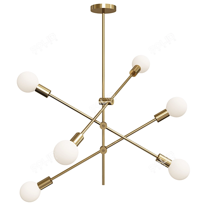 Sleek Metal Sputnik Chandelier 3D model image 1