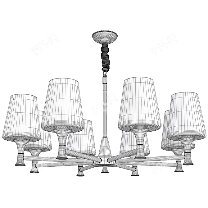 Opal Glass Cup Chandelier: Traditional Pendant Lighting 3D model image 2