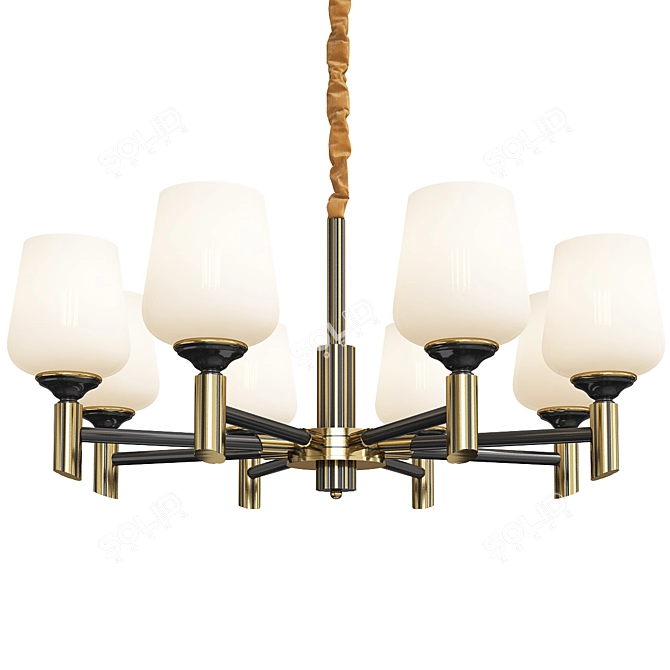 Elegant White Glass Pendant Chandelier 3D model image 1