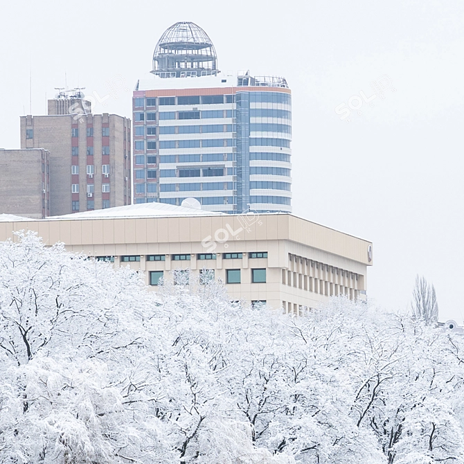 Winter Wonderland: Lake & Cityscape View 3D model image 2