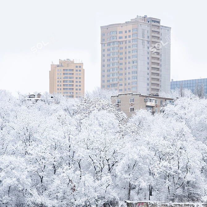 Winter Wonderland: Lake & Cityscape View 3D model image 3