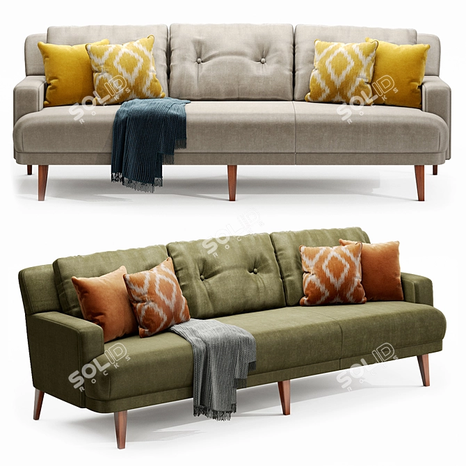 Luxury Brompton Sofa: Crafted Comfort 3D model image 1