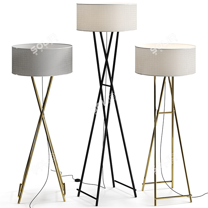 Modern Cala Metal Floor Lamp 3D model image 1