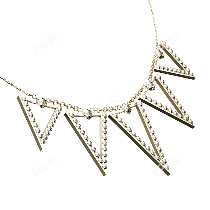 Gold, Silver & Crystal Necklaces-Bracelets Set 3D model image 5