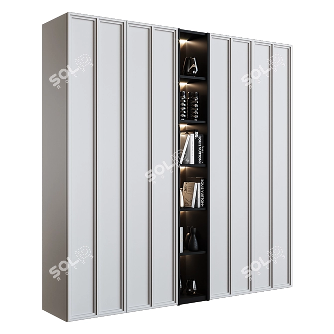 Stylish Illuminated Cupboard with Shelves 3D model image 1