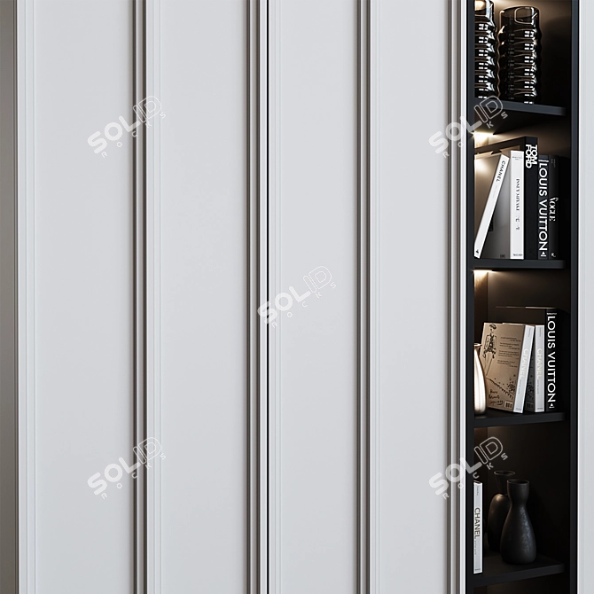 Stylish Illuminated Cupboard with Shelves 3D model image 3