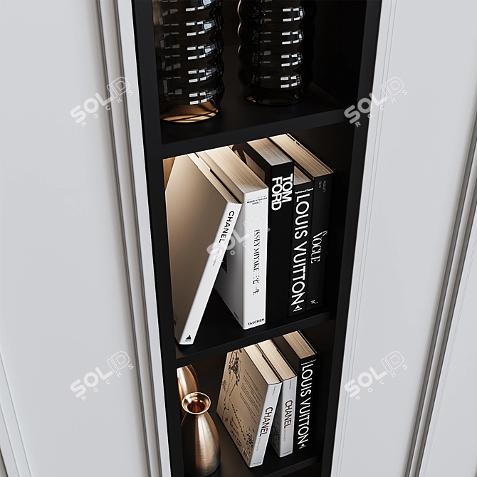 Stylish Illuminated Cupboard with Shelves 3D model image 4