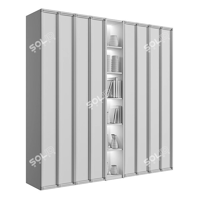 Stylish Illuminated Cupboard with Shelves 3D model image 5