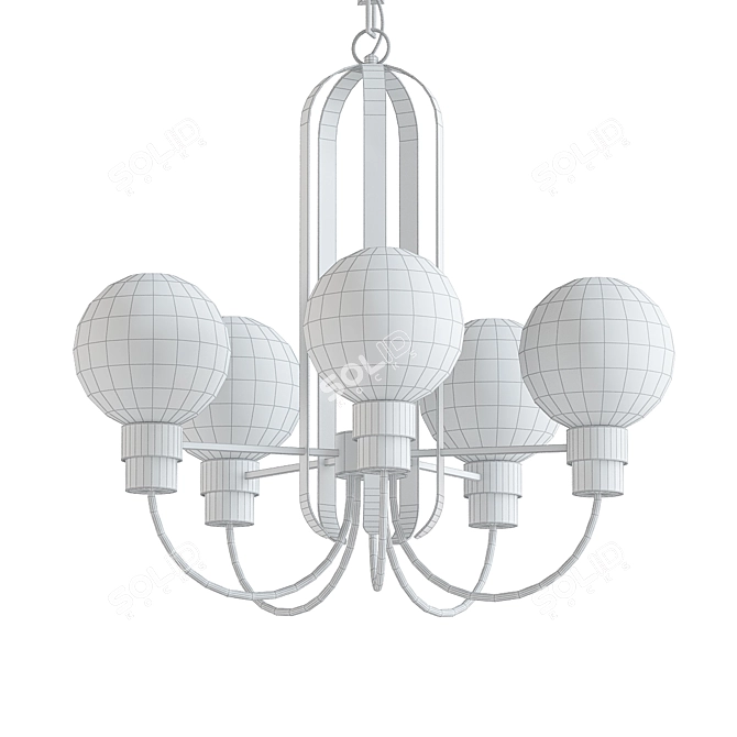 Modern Bauhaus 5-Light Chandelier 3D model image 2