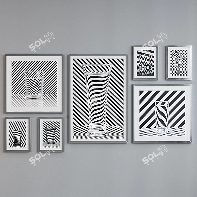 Modern Set of 7 Glass-Filled Picture Frames 3D model image 3